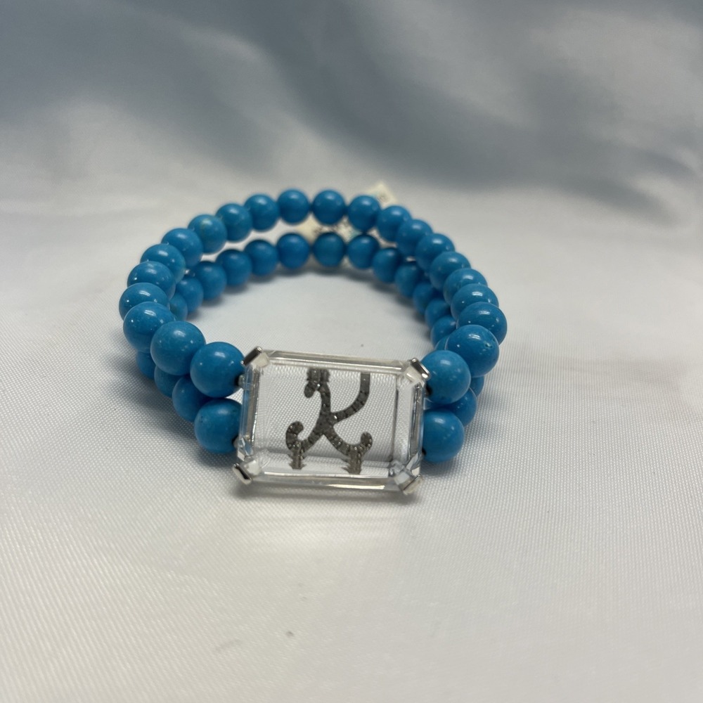 HSN Stretch Beaded Bracelet Encased Acrylic Block With K New